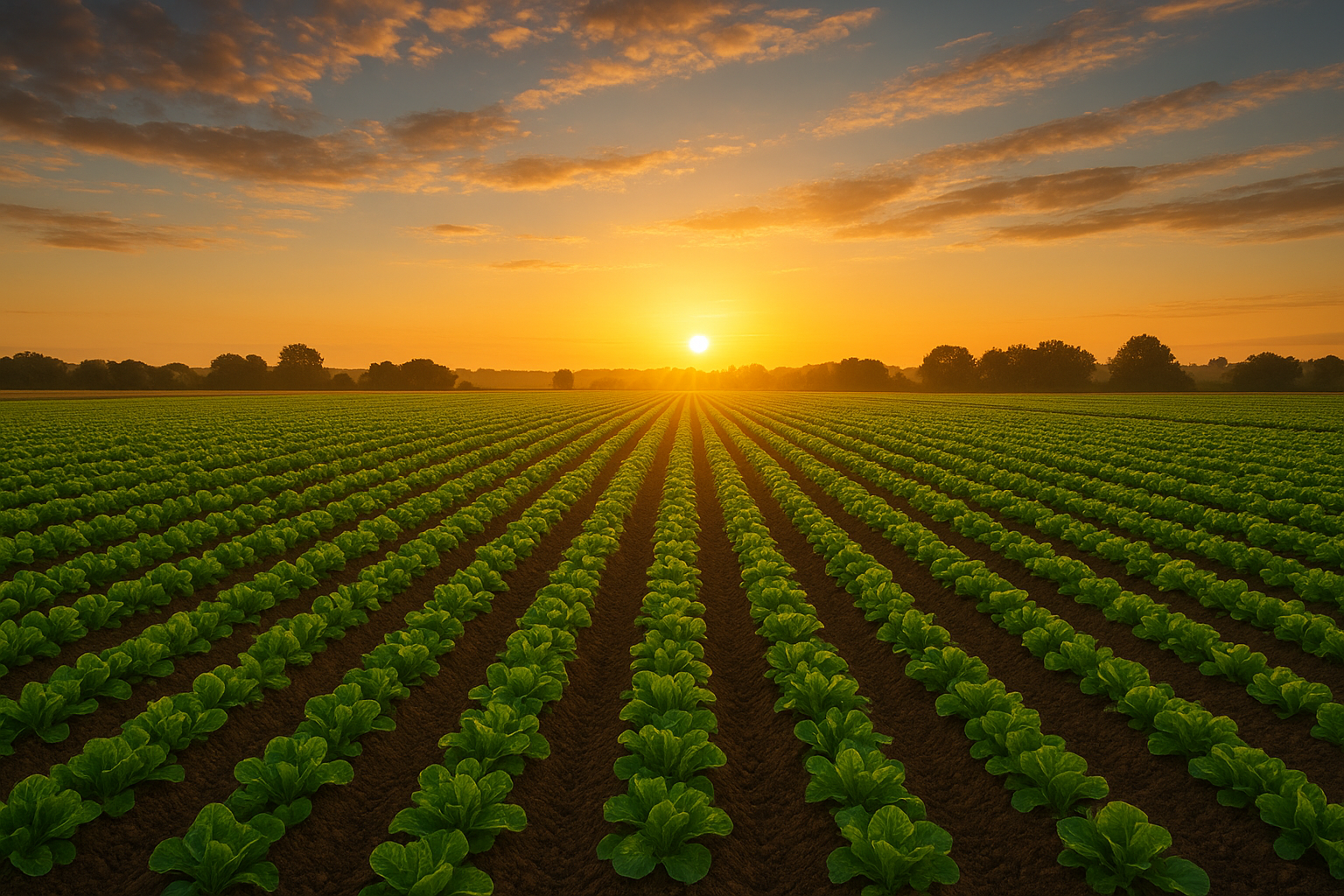 Farm field at sunrise